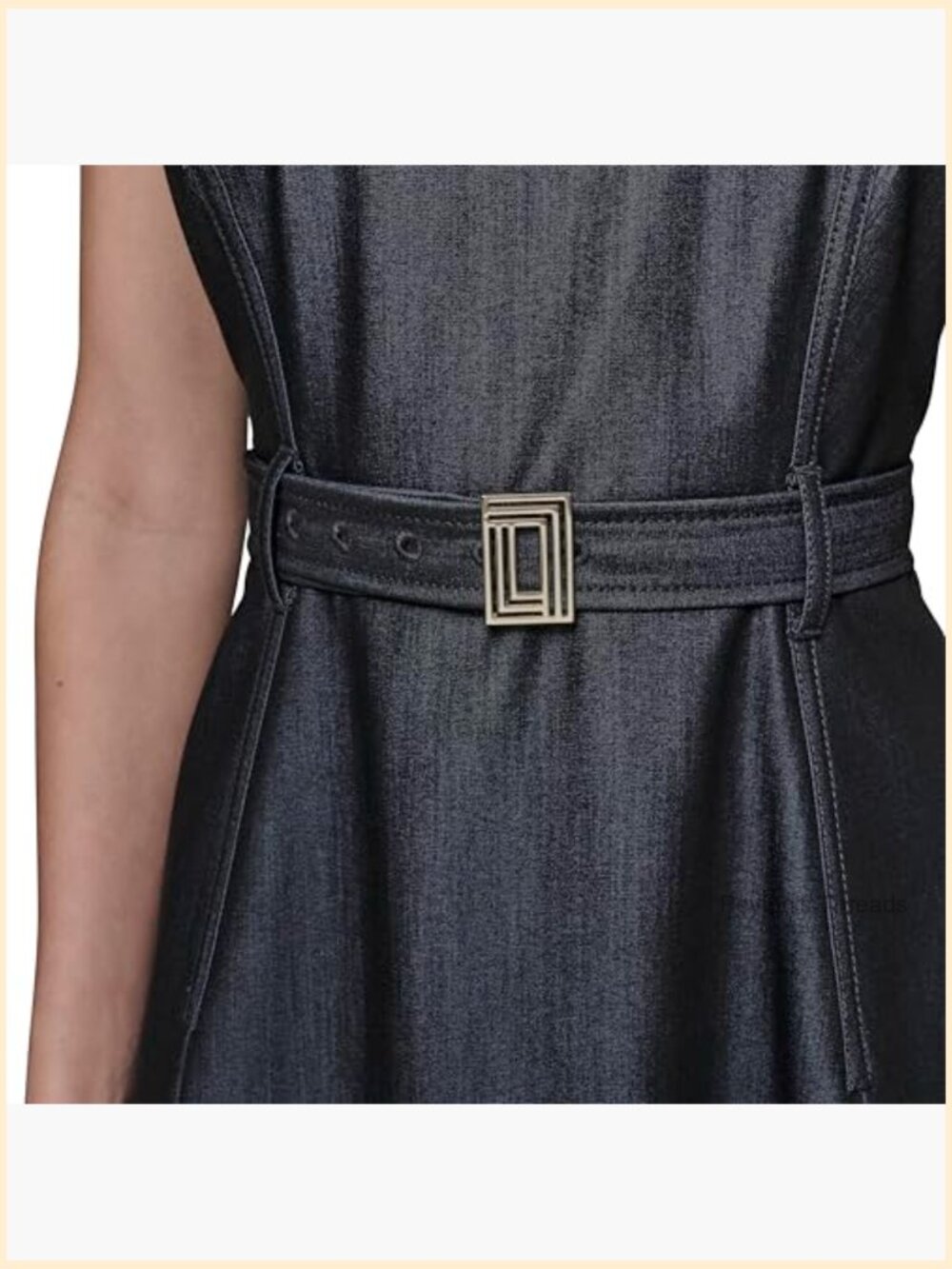 Sleeveless Jewel Neck Belted A-Line Midi Dress - Picture 6 of 6